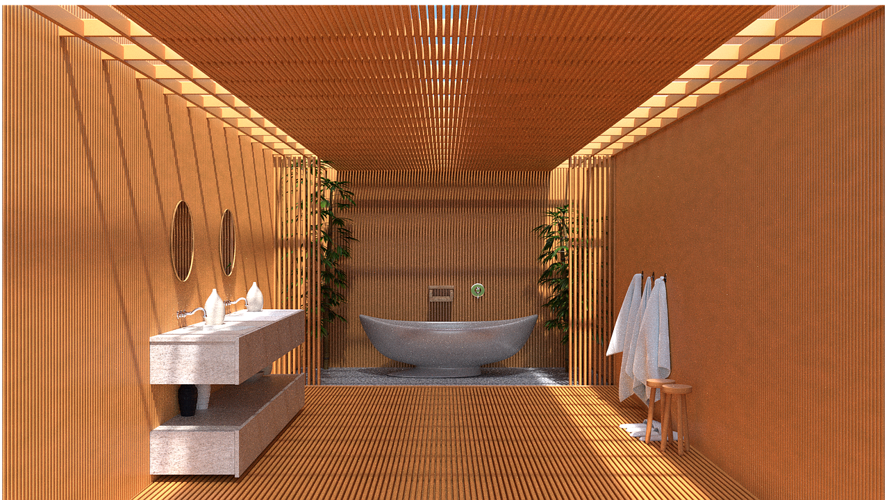 bathroom, 3d, japanese